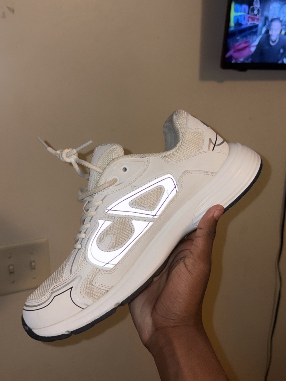 Dior Men's White and Cream Low-Top Sneakers